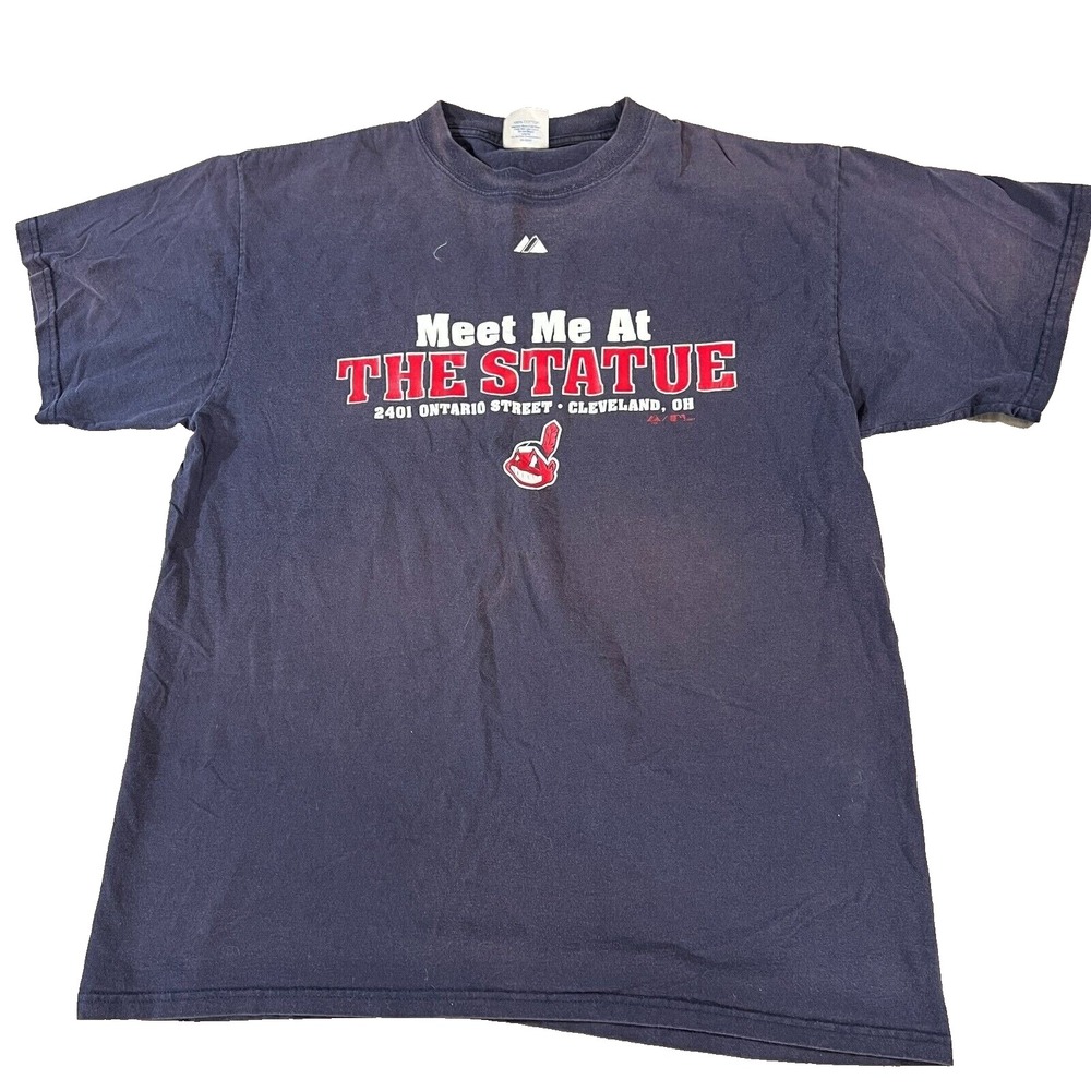 Vintage Cleveland Indians Shirt Mens XL Extra Large Blue Short‎ Sleeve MLB Y2K